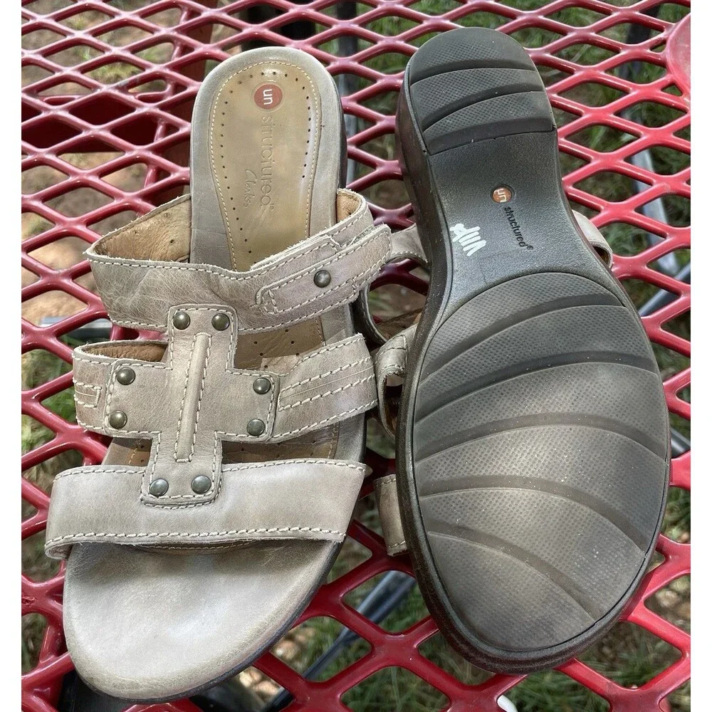 Clarks Unstructured  Comfort Beige Shoes Women’s Slip ons Sandals Size 8.5M - Picture 3 of 8